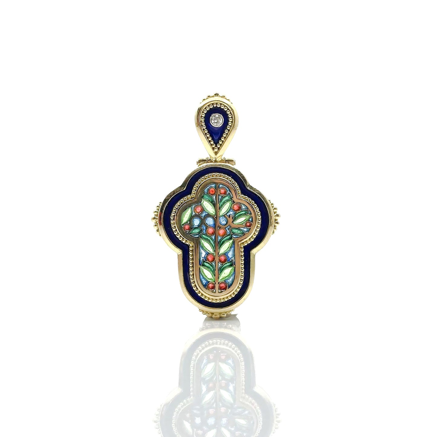 ოქროს საავტორო ვიტრაჟული მინანქრის ჯვარი „იესო“ C451001