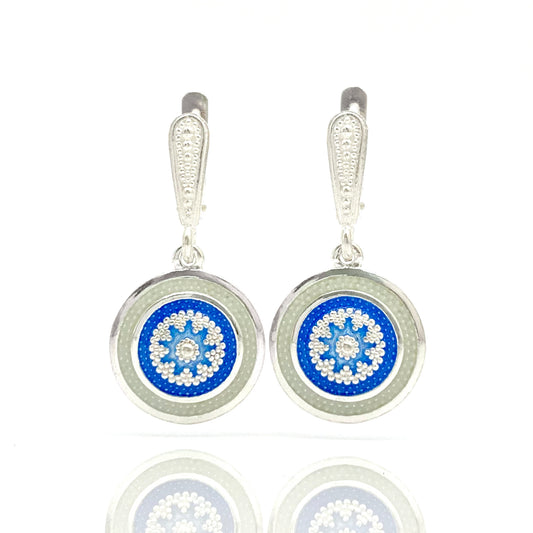 ვერცხლის საყურე მინანქრით | Silver Enamel Earring - Tsvara